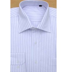 Camisa branca com listras vinho, manga longa, 100% algodão, fio 100, cod 857