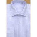 Camisa branca com listras vinho, manga longa, 100% algodão, fio 100, cod 857