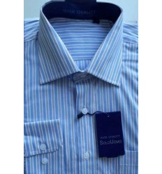 Camisa azul, manga longa, 100% algodão, padrão exportação, cód. 861