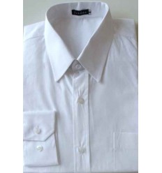 Camisa branca, 100% algodão, manga longa, colarinho italiano, cód 1420