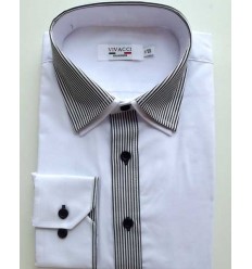 Camisa passa fácil branca com gola dupla e manga longa, cód 1423
