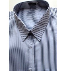 Camisa extra grande, manga curta, cor prata com listras de algodão, Ref. 979