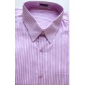 Camisa  masculina da coleção extra grande, manga curta, cor rosa com listras em tecido 100% algodão, fio 100, cód 979