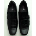 Sapato Extra Grande de couro social, preto sem cadarço, solado de borracha antiderrapante, cód  1497, Ref 4001