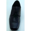 Sapato Extra Grande de couro social, preto com cadarço, solado de borracha antiderrapante, cód  1497, Ref 4005