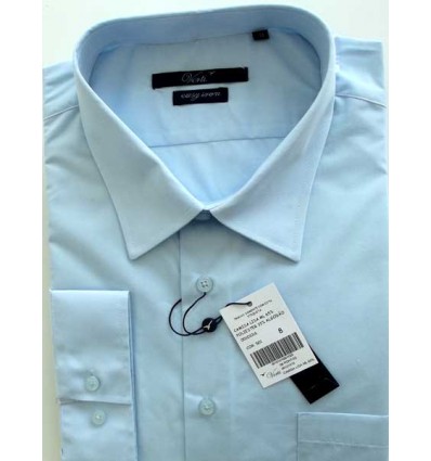 Fredao Moda Masculina Camisa Extra Grande passa fácil, manga longa da coleção plus size, cor azul claro, código 1461 Entrega