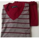 Pijama de malha, 100% algodão, com bermuda, na cor cinza e vermelho, cod 593