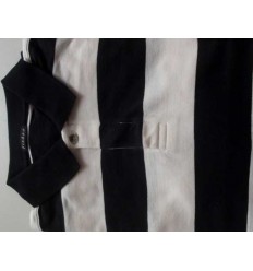 Camiseta polo com listras pretas e brancas em tecido 100% algodão, cód 1196