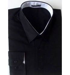 Camisa Plus Size, (Extra Grande), preta manga longa de puro algodão fio 120 Egípcio, cód 1585