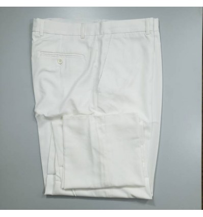 Calça branca masculina sem pregas de panamá e puro poliéster:  ref  1249