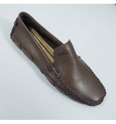 Sapato masculino marrom de couro soft e solado antiderrapante:  ref  1457