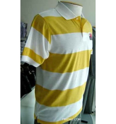  Camiseta gola polo branca com listras amarelas. Cód. 845 Entrega imediata com todas garantias da Empresa Fredao