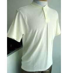 Camiseta gola portuguesa bege em tecido de ótima qualidade com perfeito caimento, cód 870