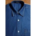 Camisa jeans masculina azul,  manga curta esporte fino, cód 1188